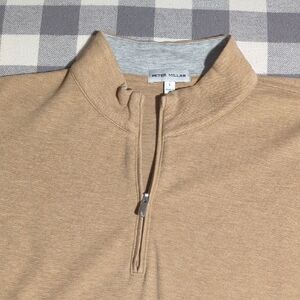 Peter Millar Men's Zip-Up Sweater in Tan - Large